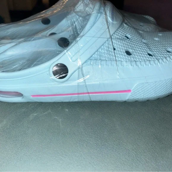 Women’s Blue Clogs with Pink Accent Size 10.5/11 - Picture 1 of 3